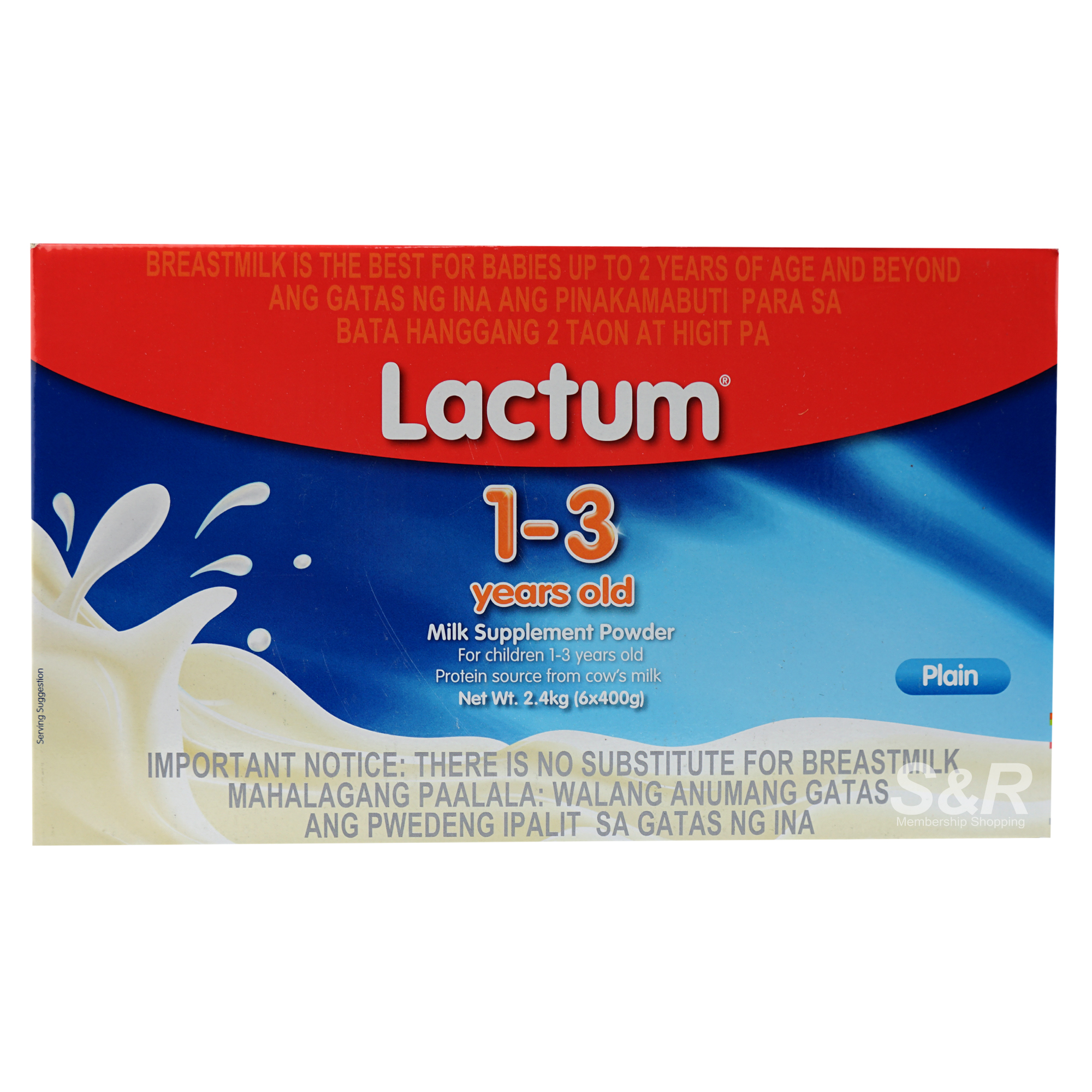 Lactum 1-3 years old Milk Supplement Powder Plain Flavor 2.4kg